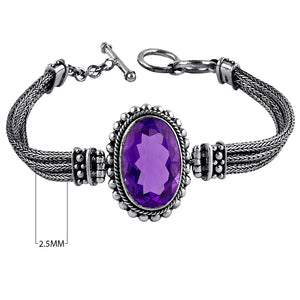 Sterling Silver Bracelet With Amethyst Q. Jewelry