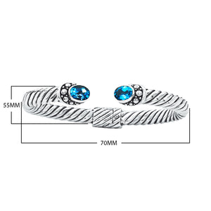 AB-1023-BT Sterling Silver Bangle With Blue Topaz Q. Jewelry Bali Designs Inc