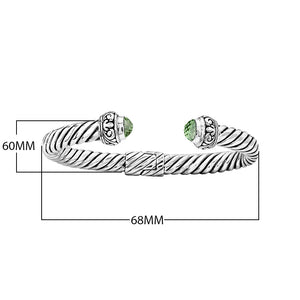 AB-1024-GAM Sterling Silver Bangle With Green Amethyst Q. Jewelry Bali Designs Inc