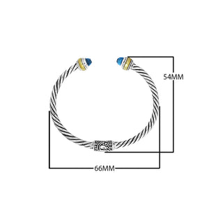 AB-1052-BT Sterling Silver Bangle With Blue Topaz Q. Jewelry Bali Designs Inc