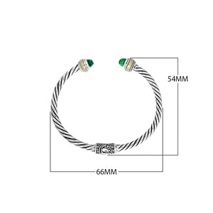 AB-1052-GQ Sterling Silver Bangle With Green Quartz Jewelry Bali Designs Inc