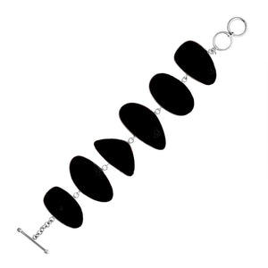 Wholesale Black Shell bracelet with Sterling Silver links, handcrafted in Bali.