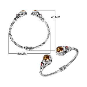 Wholesale Citrine Quartz and Garnet Quartz Sterling Silver bangle, handcrafted in Bali.