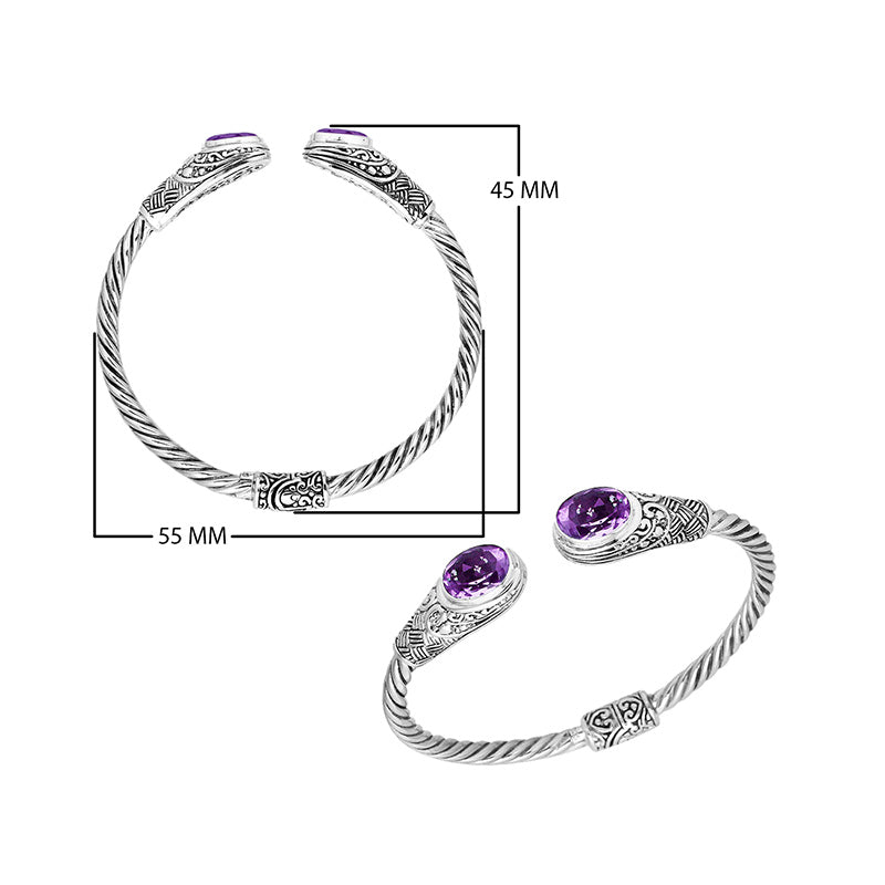 Wholesale Amethyst Quartz Sterling Silver bangle, handcrafted in Bali.