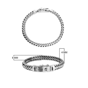 Sterling Silver 8x4MM Bali Woven Bracelet with Box Clasp wholesale jewelry