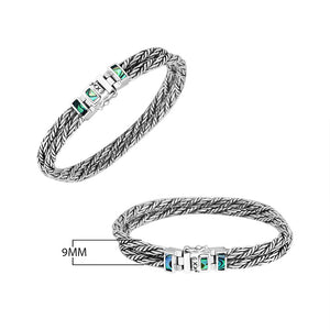 Sterling Silver Bali Woven Bracelet with Abalone Shell and Box Clasp wholesale jewelry