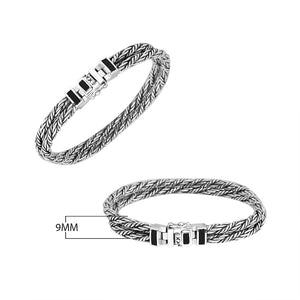 Sterling Silver Bali Woven Bracelet with Black Shell and Box Clasp wholesale jewelry