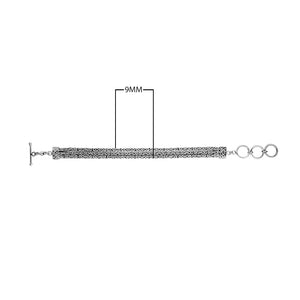 925 sterling silver 3 mm Bali chain bracelet with oxidized finish and toggle clasp.