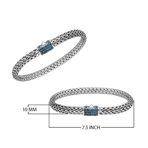 Sterling silver braided bracelet with Sapphire Quartz barrel clasp for wholesale