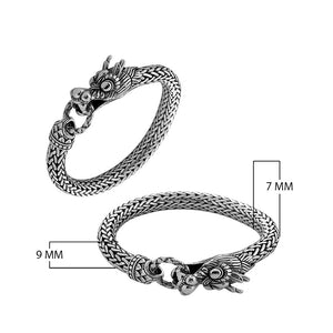 Sterling silver braided bracelet with single dragon head clasp for wholesale