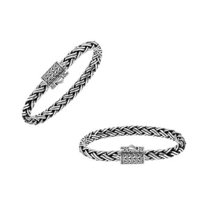 Wholesale sterling silver handwoven Bali chain bracelet with designer clasp – 925 silver unisex jewelry for retailers and resellers.
