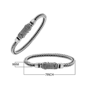 925 Sterling Silver Balinese Chain Bracelet With Box Clasp On White Background
