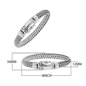 925 sterling silver wheat chain bracelet with mirror finish and secure box clasp lock.