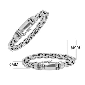 925 sterling silver interlocked chain bracelet with box clasp, handcrafted in Bali.