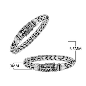 Silver Woven Chain Bracelet With Ornate Box Clasp In 925 Sterling Silver For Wholesale