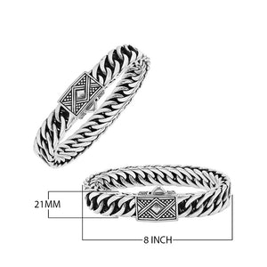 Silver Curb Chain Bracelet With Engraved Box Clasp In 925 Sterling Silver For Wholesale