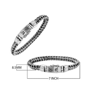 Silver Woven Chain Bracelet With Box Clasp And Safety Latch In 925 Sterling Silver For Wholesale