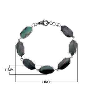 Silver Bracelet With Black Shell And Lobster Lock In 925 Sterling Silver For Wholesale