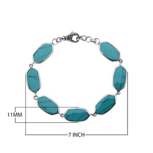 Silver Bracelet With Turquoise Shell And Lobster Lock In 925 Sterling Silver For Wholesale