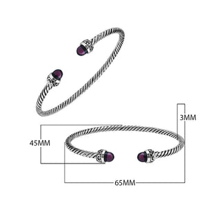 Silver Bangle With Amethyst Quartz In 925 Sterling Silver For Wholesale