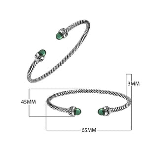 Silver Bangle With Green Amethyst Quartz In 925 Sterling Silver For Wholesale