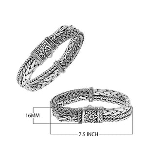 Wholesale sterling silver double wheat chain cuff bracelet handcrafted in Bali