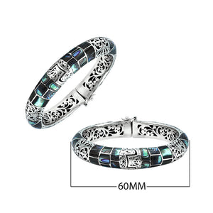 Wholesale sterling silver abalone shell inlay bangle bracelet handcrafted in Bali