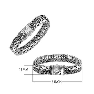 Sterling silver woven chain bracelet with bold handcrafted Bali detailing and a secure push lock clasp designed for high-quality wholesale jewelry collections.