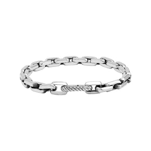 A wholesale sterling silver solid-link bracelet featuring a polished finish and durable Carabiner Lock, crafted with clean contemporary styling for premium bulk jewelry collections.