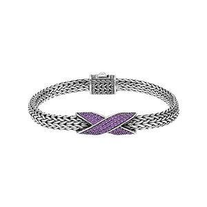 Sterling Silver Amethyst Quartz Woven Chain Bracelet – Wholesale Handcrafted Jewelry From Bali