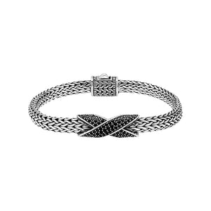 Sterling Silver Black Cubic Zirconia Woven Chain Bracelet – Wholesale Handcrafted Jewelry From Bali