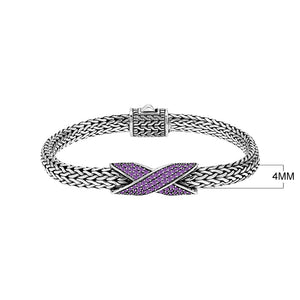 Sterling Silver Amethyst Quartz Woven Chain Bracelet – Wholesale Handcrafted Jewelry From Bali