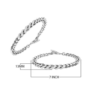 Sterling Silver curb chain bracelet featuring a smooth toggle lock and polished high-gloss surface, crafted to provide durable structure for premium wholesale presentation.