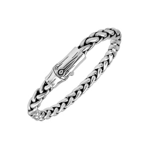 sterling silver heavy chain bracelet with engraved push clasp and polished links