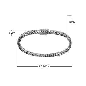 Wholesale sterling silver woven chain bracelet with antique polished finish handcrafted in Bali