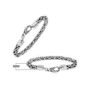 Wholesale sterling silver 5mm Byzantine chain bracelet with lobster clasp handcrafted in Bali
