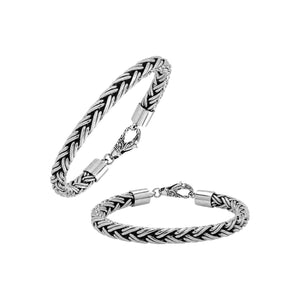 Sterling Silver Bali Handcrafted Braided Wheat Chain Bracelet With Lobster Clasp