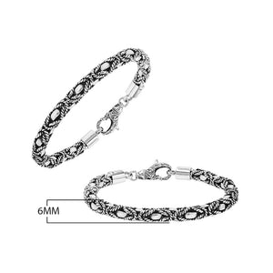 Wholesale sterling silver bracelet featuring a 6MM braided rope-pattern chain with oxidized highlights and an ornate lobster lock designed for strong, secure, handcrafted Balinese quality.