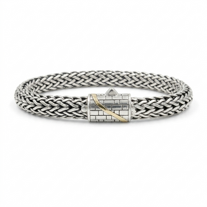 Sterling Silver Braided Chain Bracelet With 18K Gold Accent