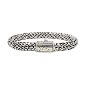 Sterling Silver Braided Chain Bracelet With 18K Gold Accent