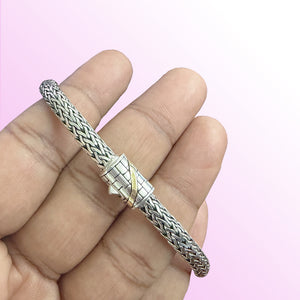 Sterling Silver Braided Chain Bracelet With 18K Gold Detail