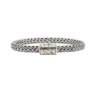 Sterling Silver Braided Chain Bracelet With 18K Gold Detail