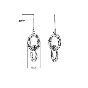 Wholesale Sterling Silver Linked Oval Drop Earrings Handcrafted In Bali