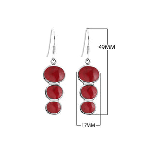 Sterling Silver Tripple Drop Earring With Red Coral Jewelry Bali Designs Inc