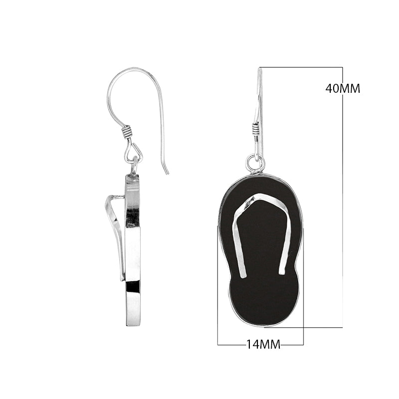 Wholesale sterling silver black shell flip flop earrings, handcrafted shell earrings in bulk