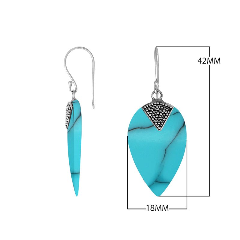 “Wholesale sterling silver drop earrings with Turquoise Shell , handcrafted Bali jewelry with oxidized beadwork for bulk orders”