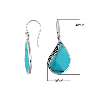 Wholesale sterling silver teardrop earrings with shimmering black shell inlay and Balinese scroll detailing, handcrafted in Bali