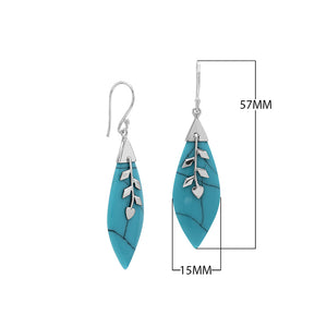 Turquoise Shell Silver Leaf Drop Earrings