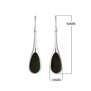 Sterling Silver Teardrop Earrings With Black Shell