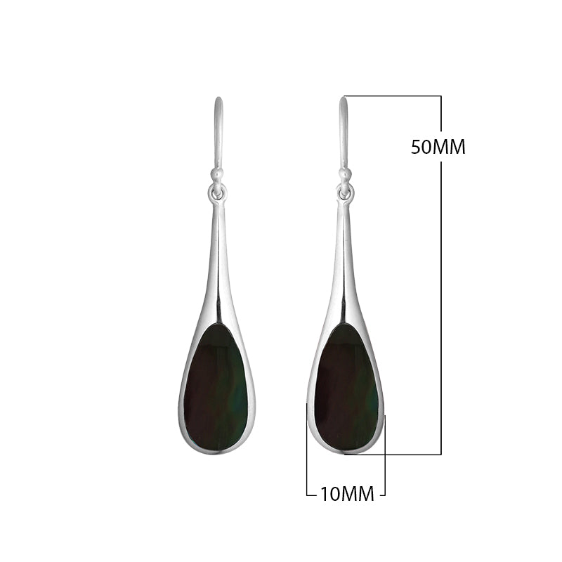 Sterling Silver Teardrop Earrings With Black Shell